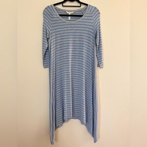 Matilda Jane Long Sleeve Dress in Blue and Gray Stripes